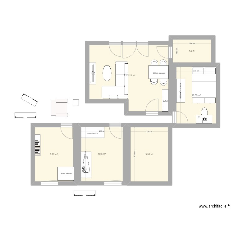 LégionEtrangère2. Plan de 6 pièces et 67 m2