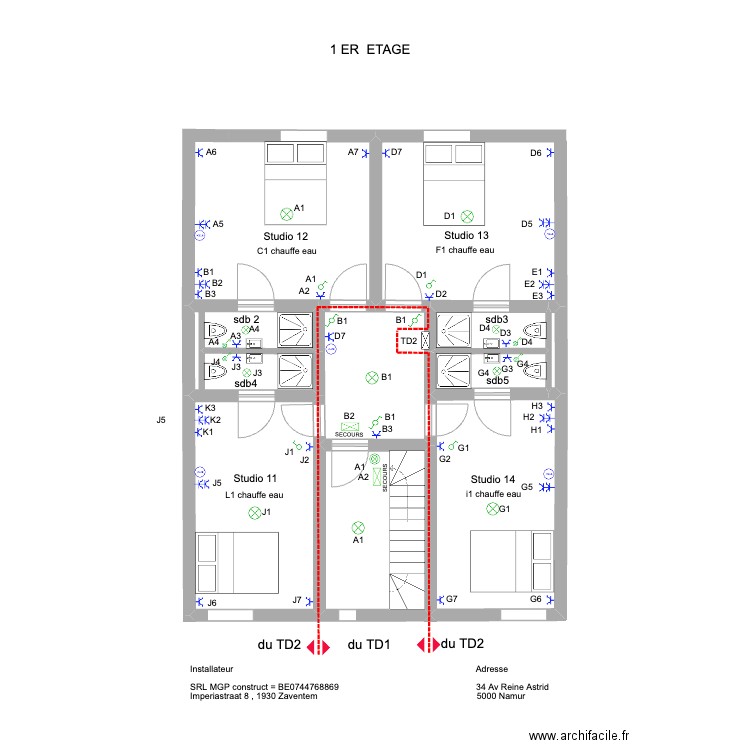 ok reine astrid 1er. Plan de 8 pièces et 49 m2