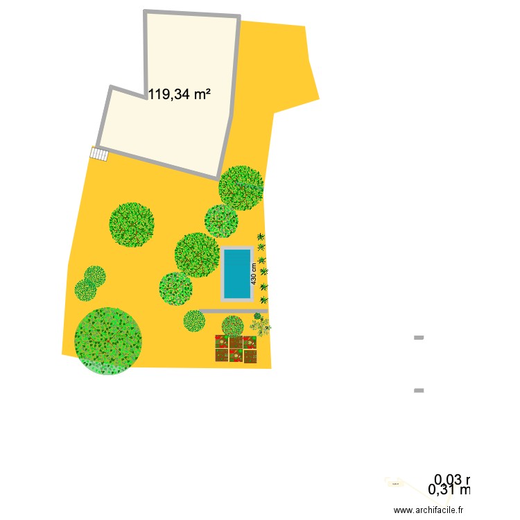 piscine cadastre horizontale. Plan de 4 pièces et 120 m2