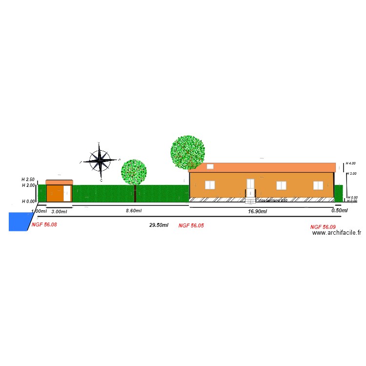 plan coupe               chalet 37. Plan de 3 pièces et 19 m2