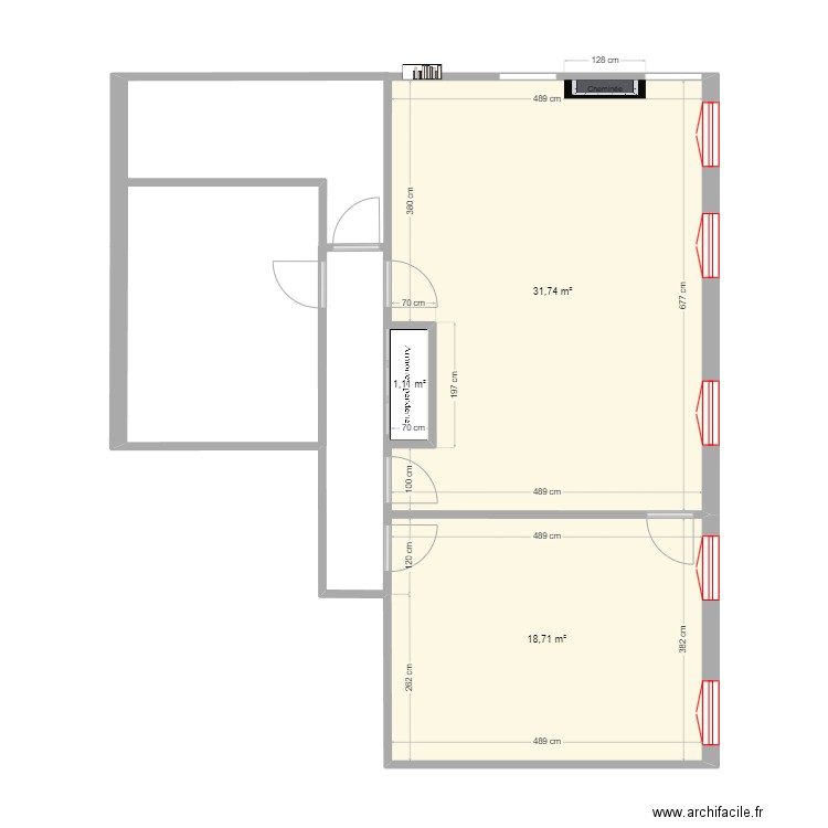 Rouen Blv Belges. Plan de 3 pièces et 52 m2