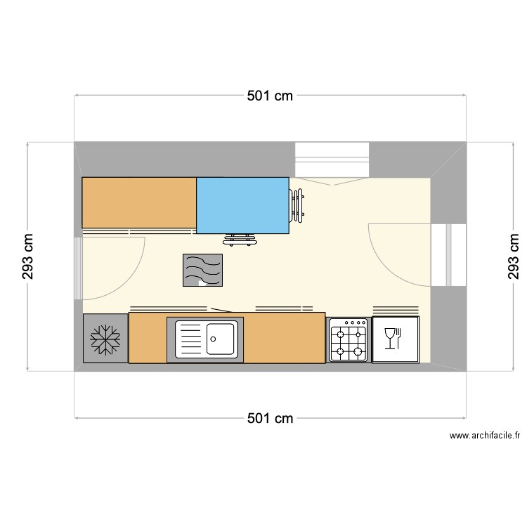 cuisine maison rdv. Plan de 1 pièce et 11 m2