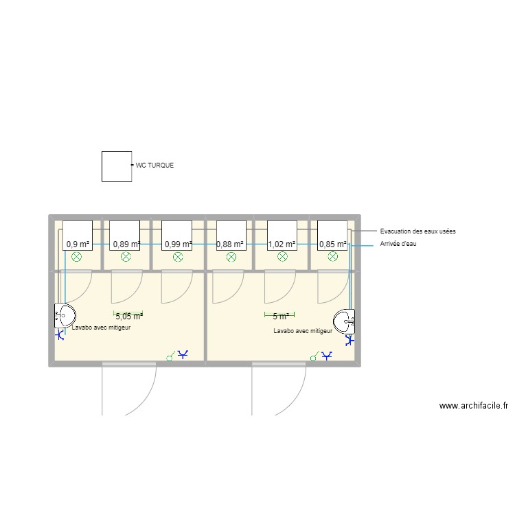 Croix Rouge 1000 BXL . Plan de 8 pièces et 16 m2