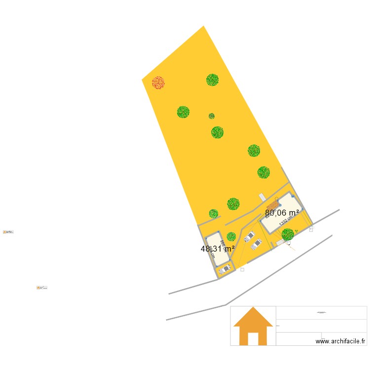 grange decazeville 80. Plan de 2 pièces et 128 m2