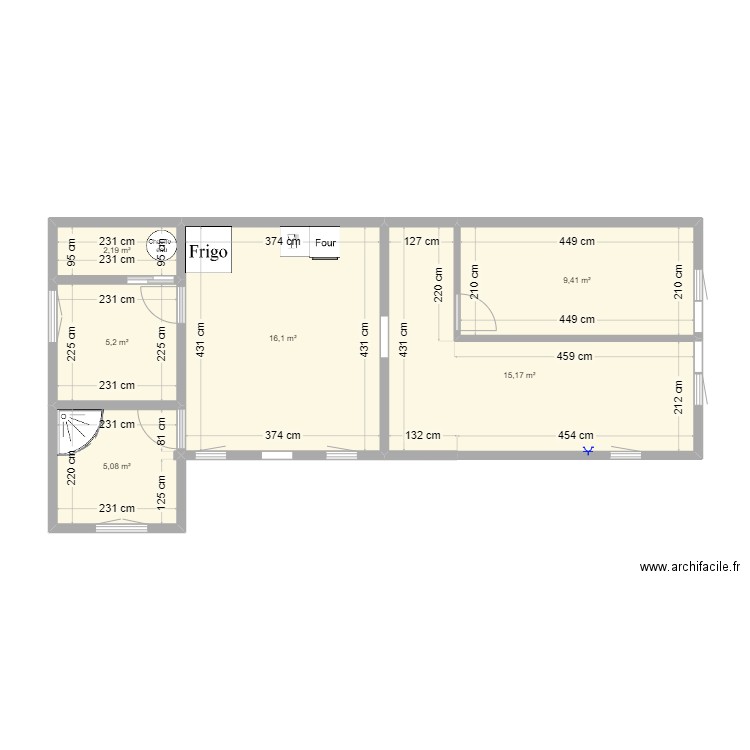 Mâche. Plan de 6 pièces et 53 m2