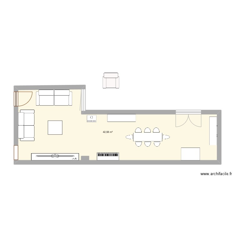 living 2025. Plan de 1 pièce et 43 m2