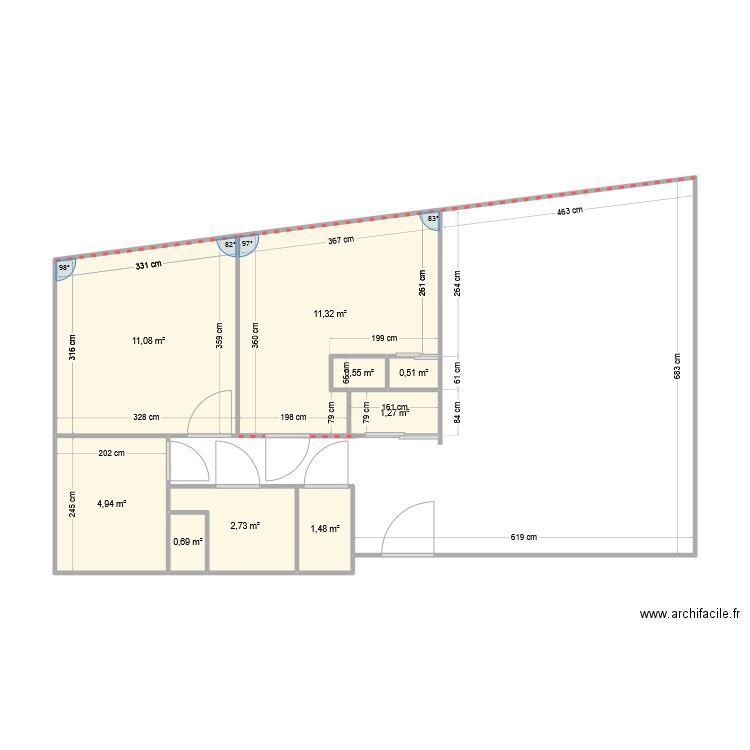 jules cesar. Plan de 9 pièces et 35 m2