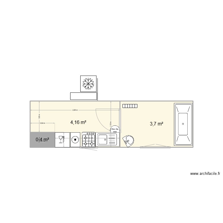 Ganneron. Plan de 3 pièces et 8 m2