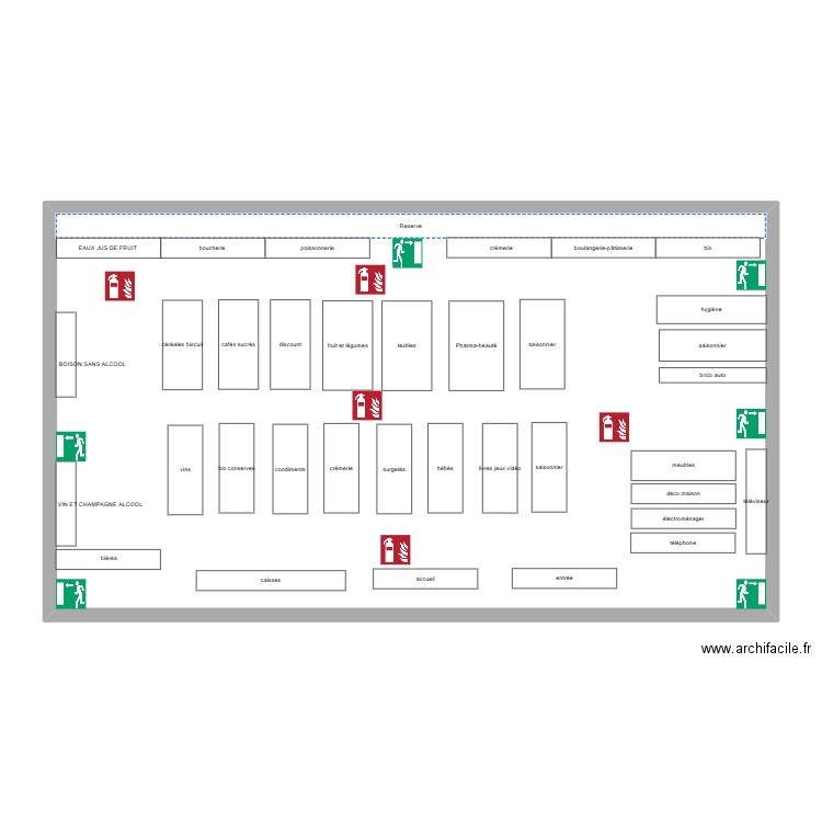 Auchan. Plan de 1 pièce et 113 m2