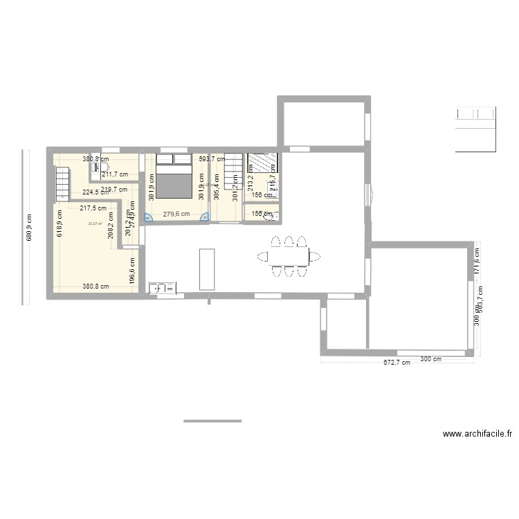 Theix 2. Plan de 3 pièces et 40 m2