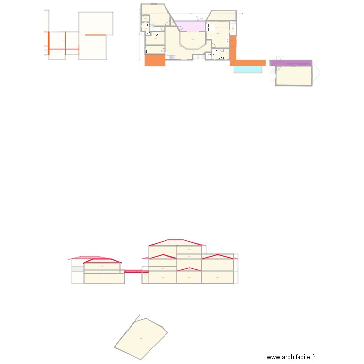 plan demi V version 5. Plan de 118 pièces et 1985 m2