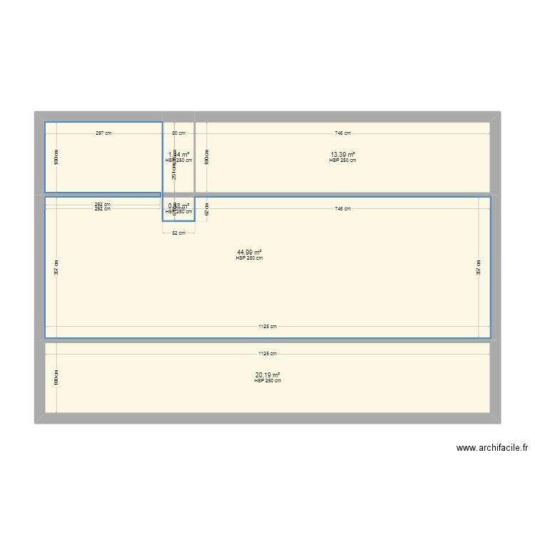 Combles 4. Plan de 5 pièces et 81 m2