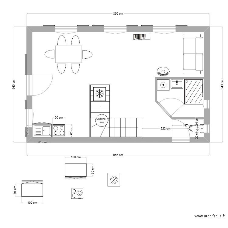 Lançon TEST. Plan de 3 pièces et 82 m2