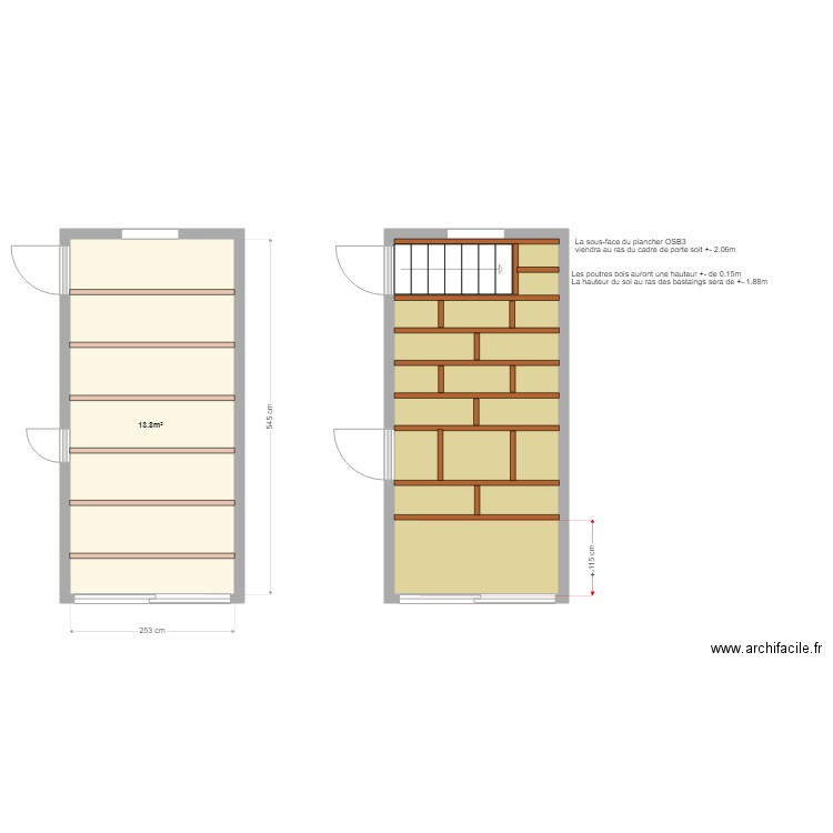 LEDOUX. Plan de 2 pièces et 28 m2