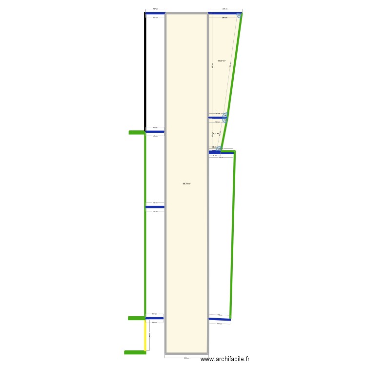 petite maison chemin . Plan de 3 pièces et 110 m2