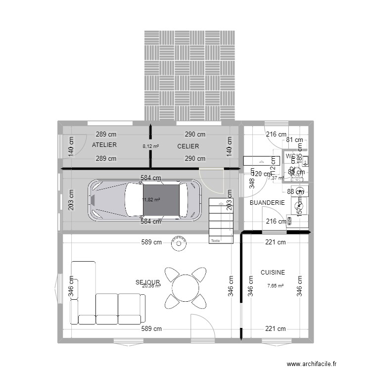 Les Favrils Projet. Plan de 5 pièces et 55 m2