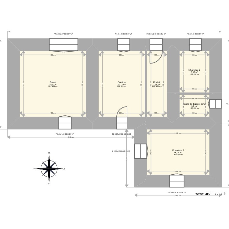 ML24016407. Plan de 6 pièces et 76 m2