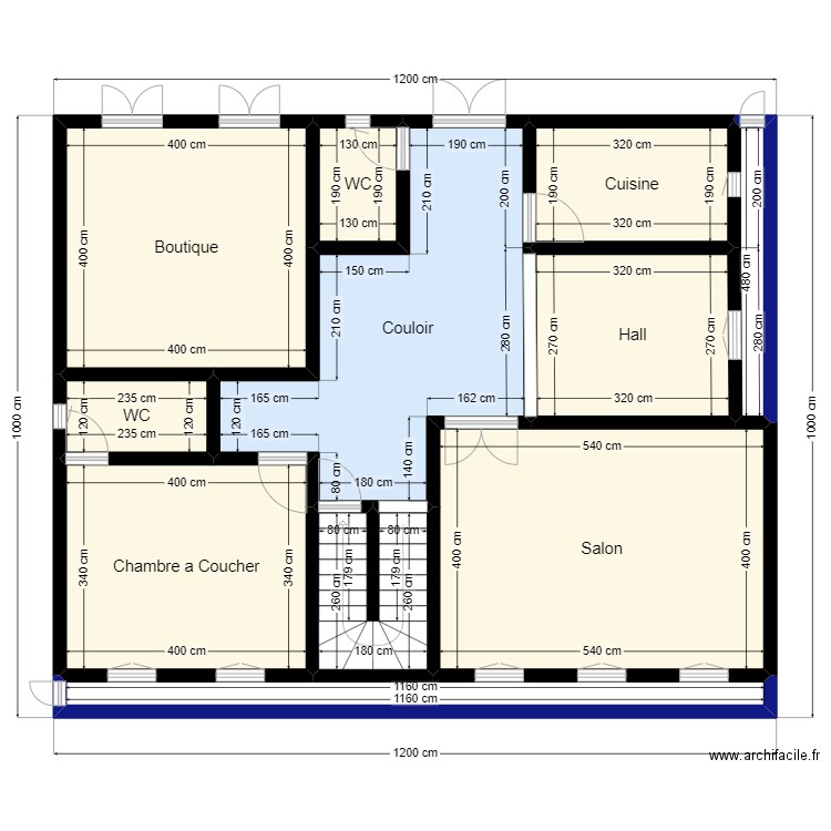 Plan de Terrain 12m x 10m Client 41 26 52 75 V2. Plan de 11 pièces et 100 m2