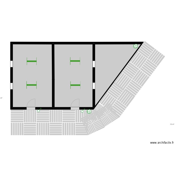 plan chenil partie 2. Plan de 2 pièces et 57 m2