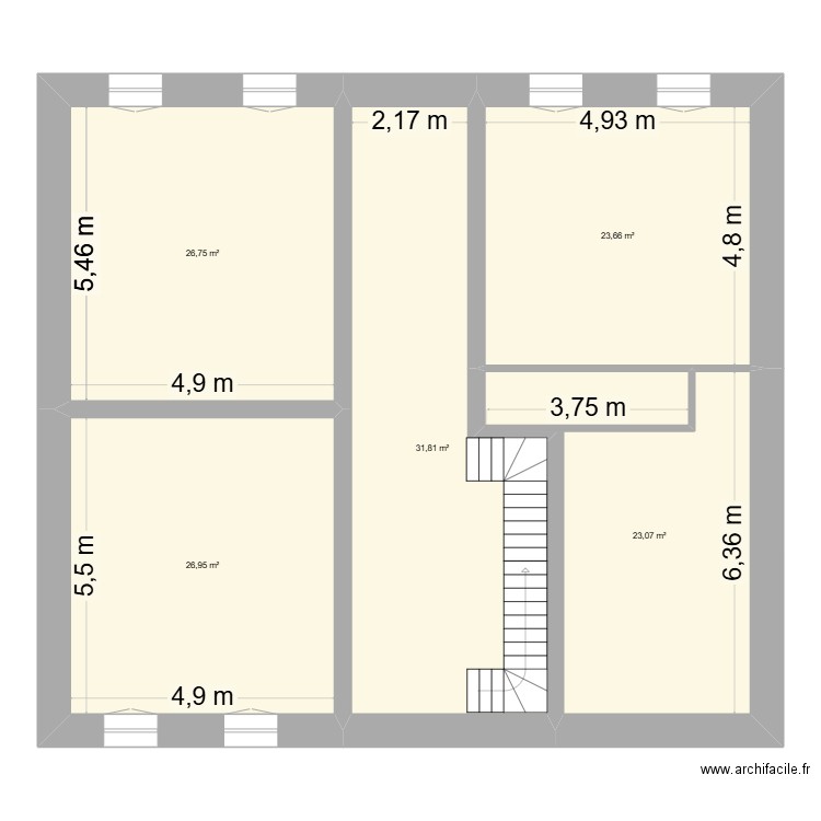 fantou rdc. Plan de 5 pièces et 132 m2