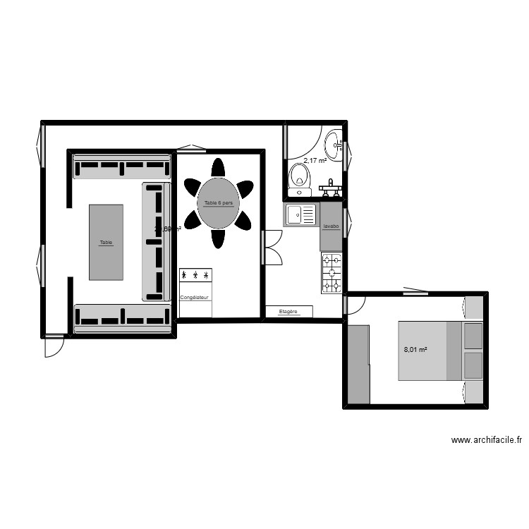 maison . Plan de 3 pièces et 31 m2