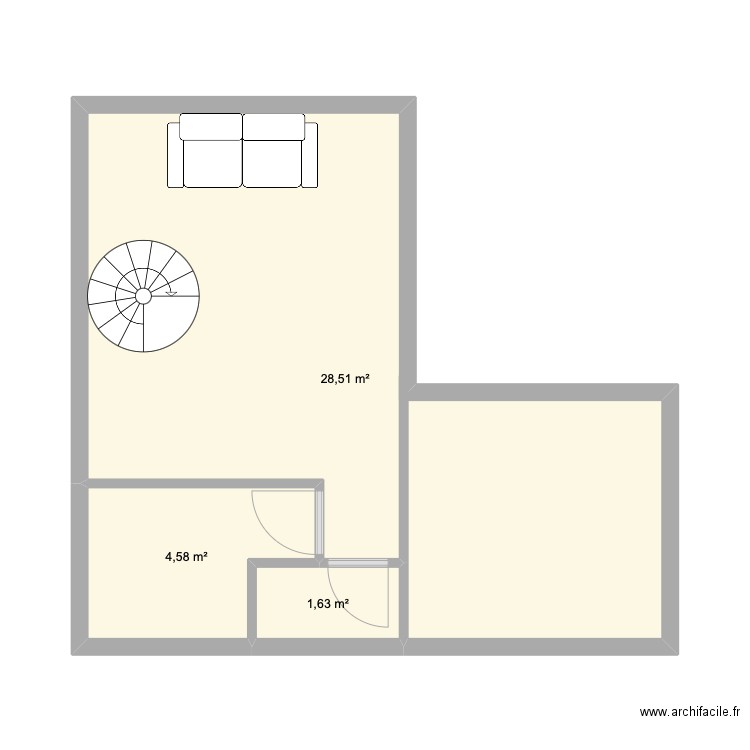 maison t2. Plan de 3 pièces et 35 m2