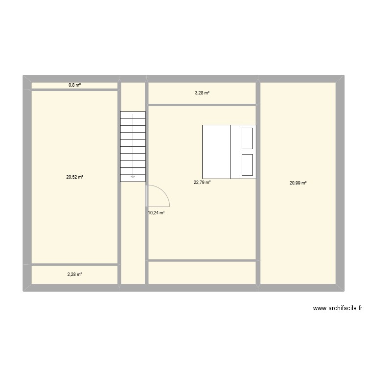 maison étage. Plan de 7 pièces et 81 m2