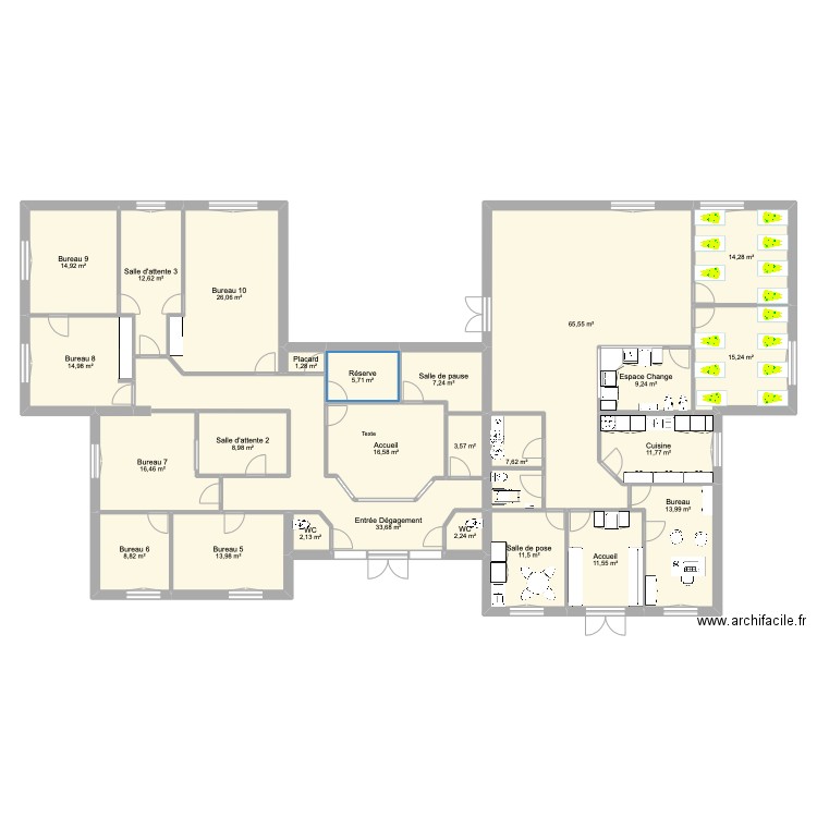 Plan entrée indépendante. Plan de 25 pièces et 350 m2