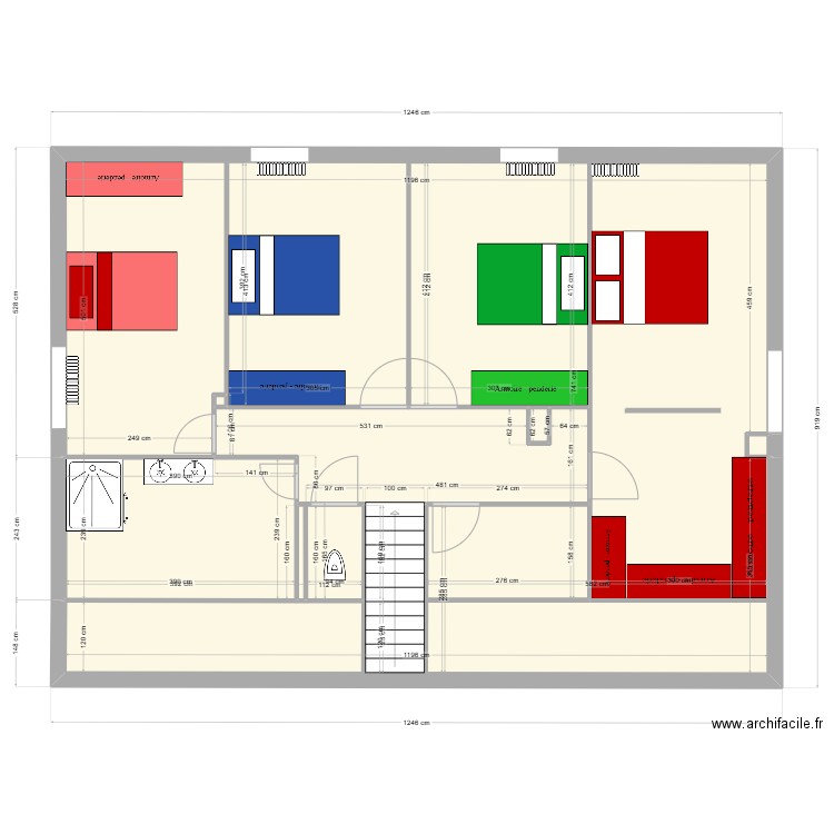 plan du haut bis. Plan de 7 pièces et 101 m2