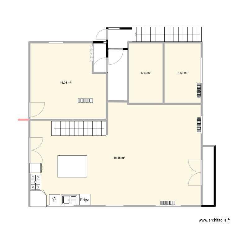 1er étage - test JB. Plan de 4 pièces et 77 m2