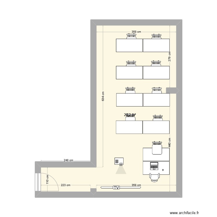 Plan salle Amsterdam - Montreuil v2. Plan de 1 pièce et 29 m2