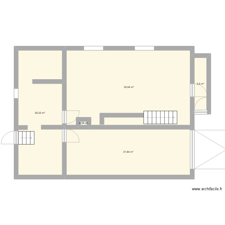 1215-1217. Plan de 5 pièces et 79 m2