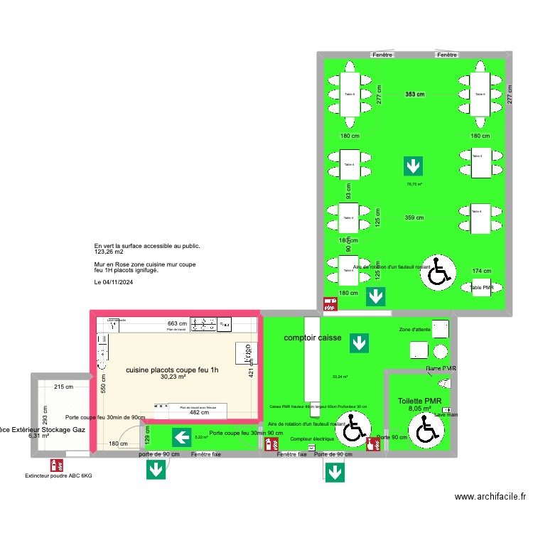 burger and grill plan d'implatation 1.1. Plan de 6 pièces et 160 m2