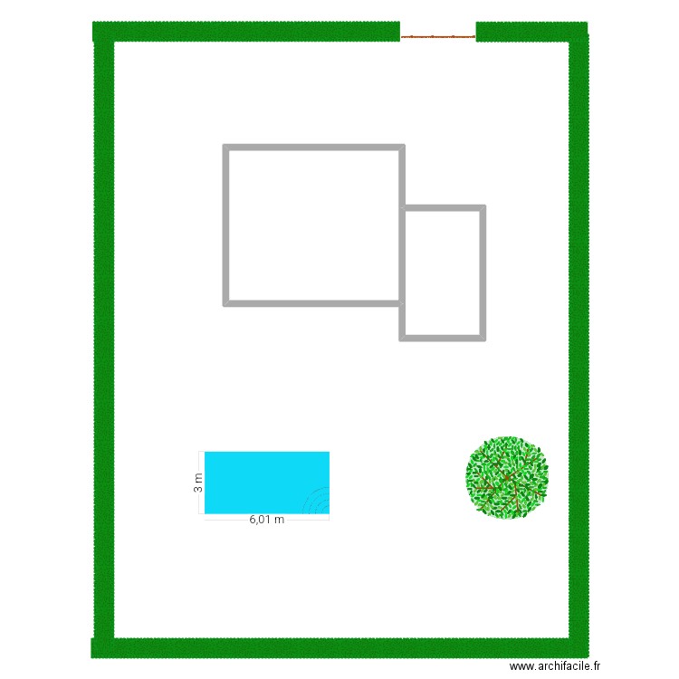 Implantation piscine . Plan de 2 pièces et 82 m2