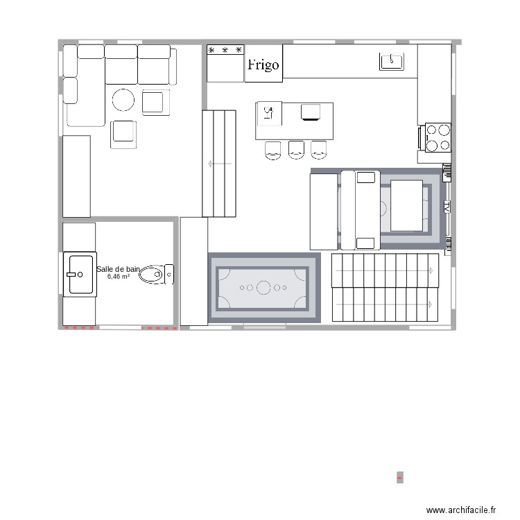 projet maison. Plan de 1 pièce et 6 m2