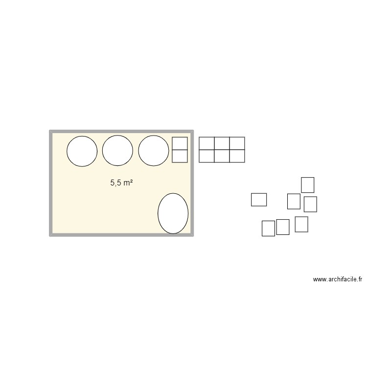 Huiles. Plan de 1 pièce et 6 m2