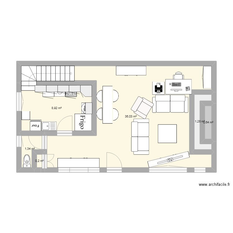 maison coréze. Plan de 6 pièces et 48 m2