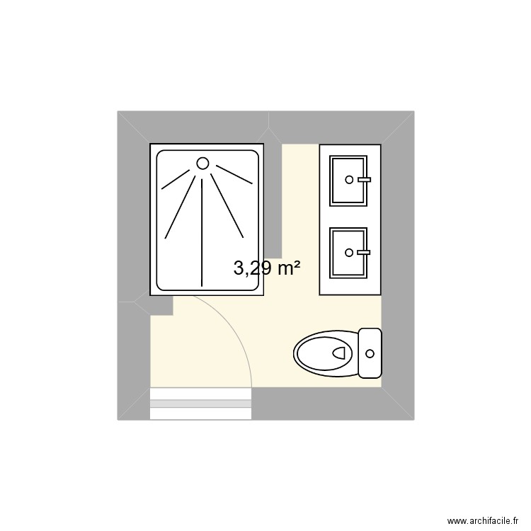 28/01/2025. Plan de 1 pièce et 3 m2