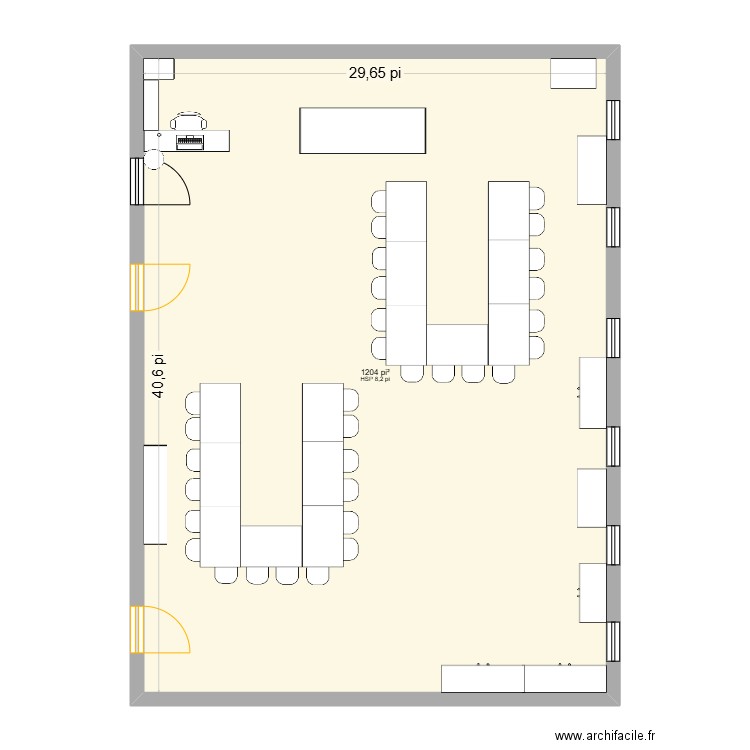 classe. Plan de 1 pièce et 112 m2