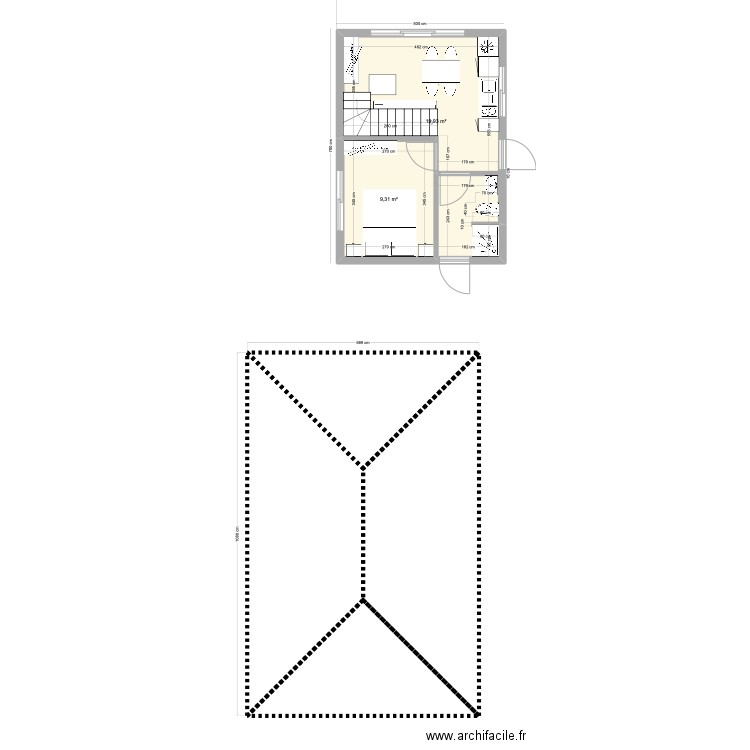 bungalow 2 chambre Pihaa. Plan de 2 pièces et 29 m2