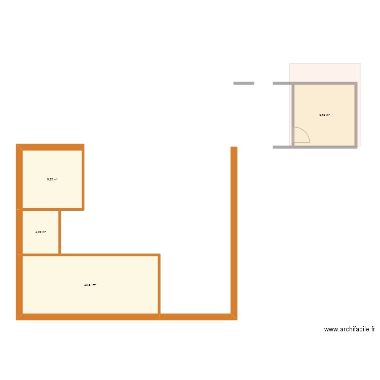 MAISON. Plan de 4 pièces et 44 m2