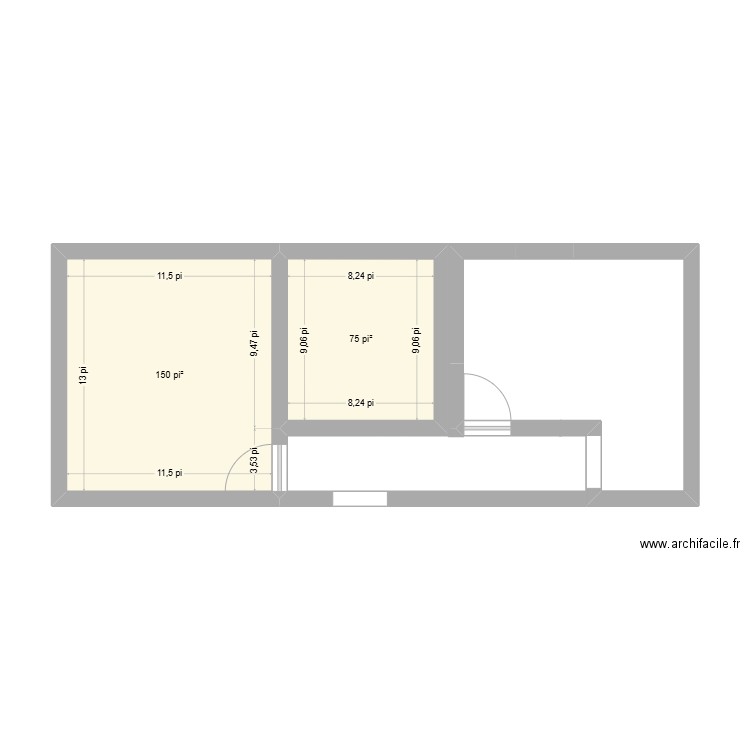 2730 v. 2. Plan de 2 pièces et 21 m2