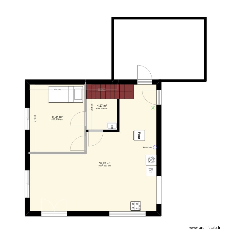 essai. Plan de 3 pièces et 48 m2