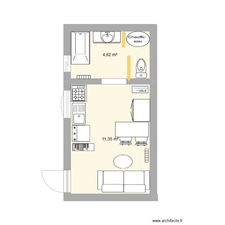 dépendance 2. Plan de 2 pièces et 16 m2