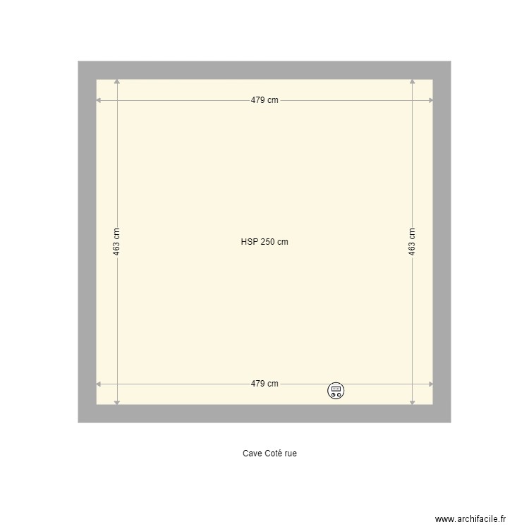 Cave. Plan de 1 pièce et 22 m2