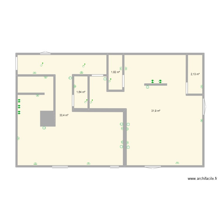 GRANGE 1ER ETAGE circuit eclairage . Plan de 5 pièces et 71 m2