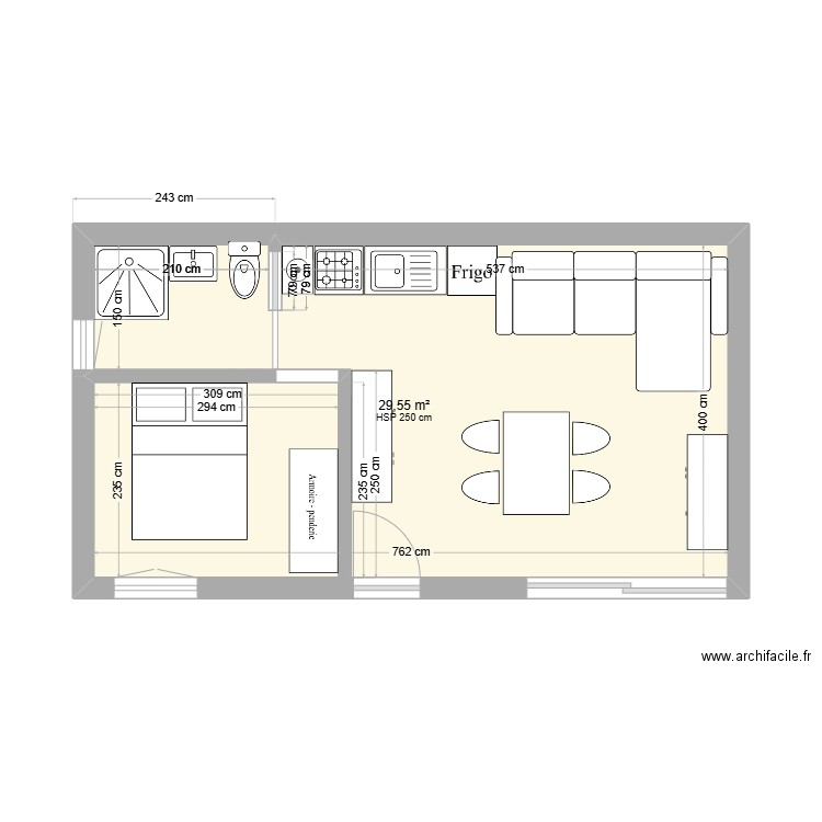 maia1. Plan de 1 pièce et 30 m2