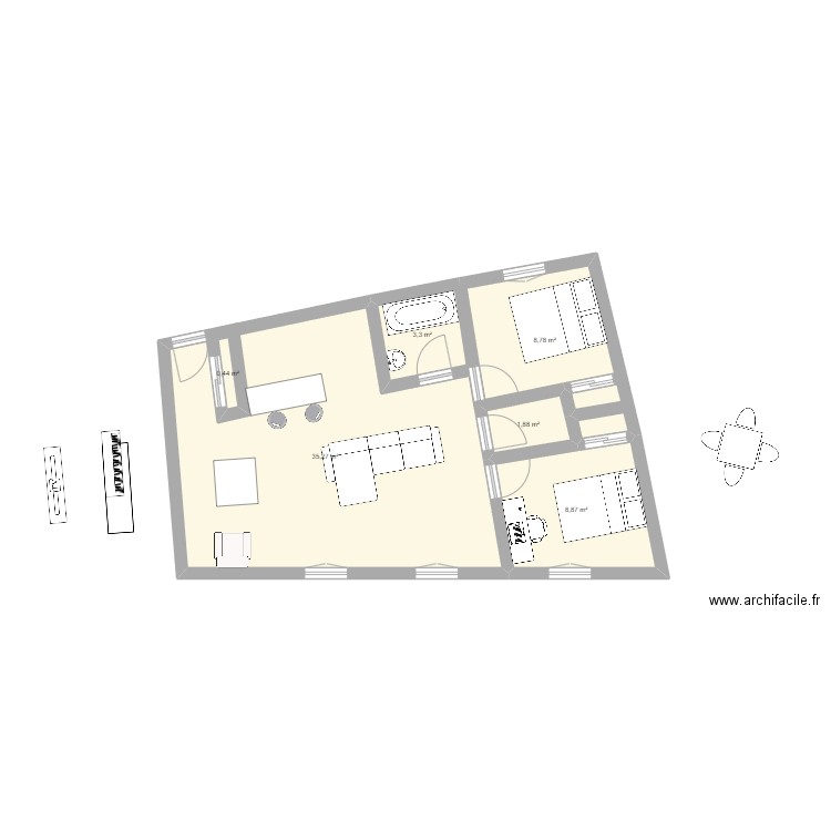 maison ducul. Plan de 6 pièces et 60 m2