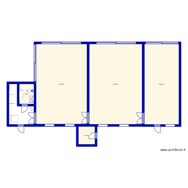 SALLE DE GAVAGE. Plan de 5 pièces et 187 m2