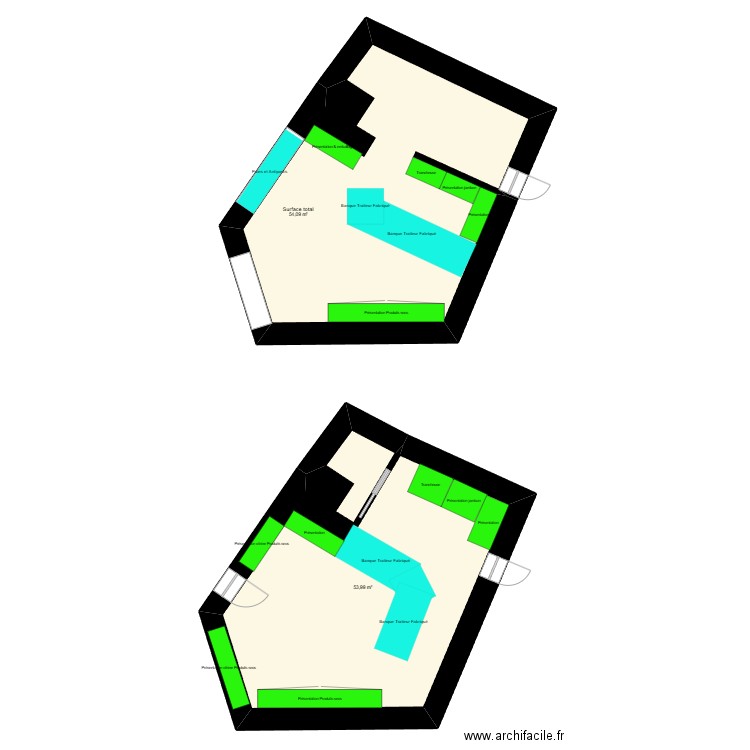 Aqueducs v2. Plan de 2 pièces et 108 m2